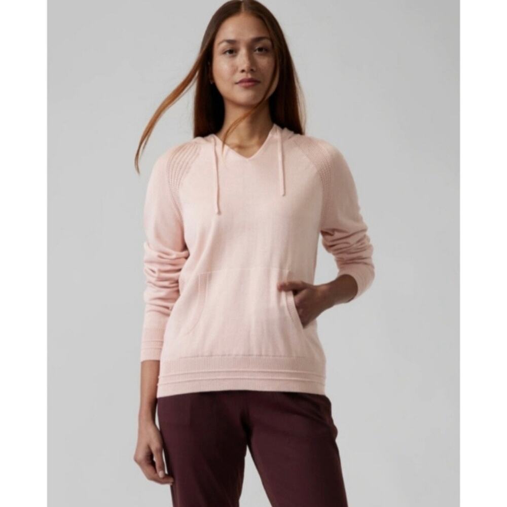 Athleta S Evergreen Sweater Hoodie Hydrangea Pink 531705